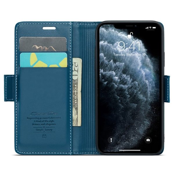CASEME Series Ställbart Plånboksfodral Konstläder iPhone 11 Pro Blå