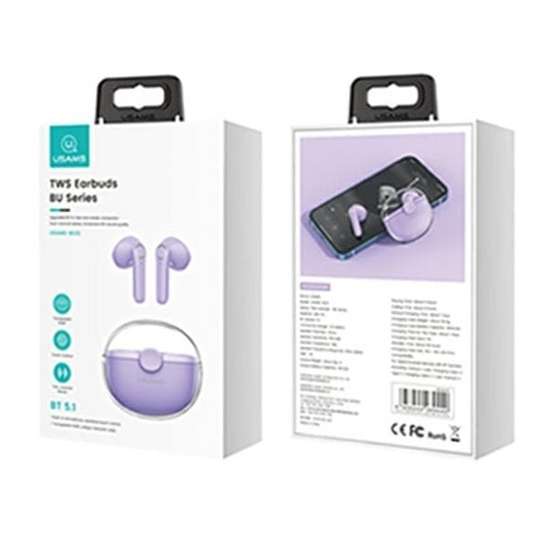 USAMS BU Series Bluetooth Høretelefoner 5.1 TWS - Lilla