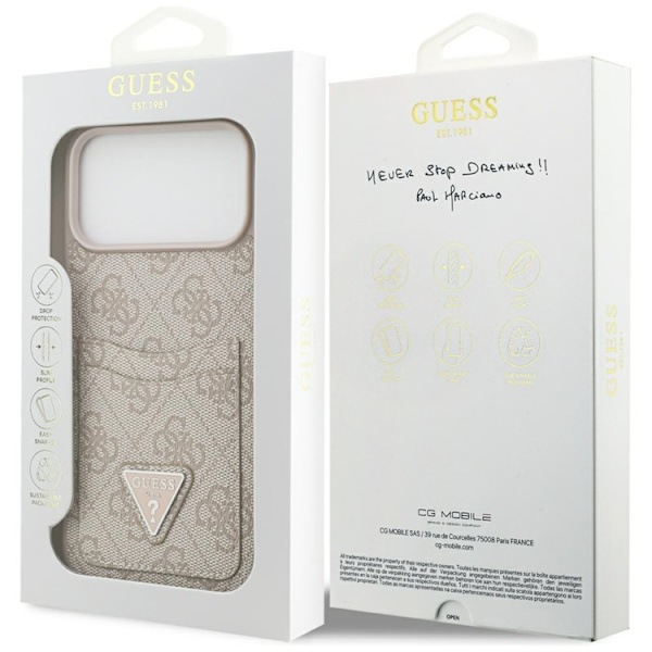 Guess Mobilskal till iPhone 17 Pro 4G Double Card Triangle Rosa