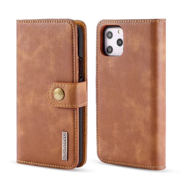 DG.MING iPhone 11 Pro Max Äkta Läder Plånboksfodral med Ställ - Brun