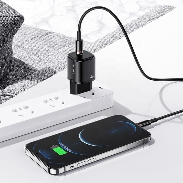 USAMS Väggladdare 1xUSB-C T36 Mini 20W PD3.0 (US-CC124) – Svart