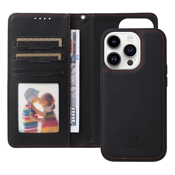 BETOPNICE iPhone 14 Pro Max Plånboksfodral - Detachable Konstläder- Svart