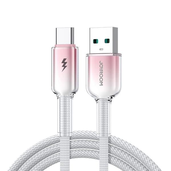 Joyroom S-A42 USB-A - USB-C 3A 1.2m Kabel Crystal-Clear Series - Vit Vit