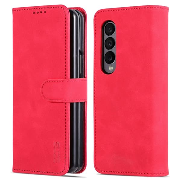 AZNS Samsung Galaxy Z Fold4 Plånboksfodral Konstläder - Röd