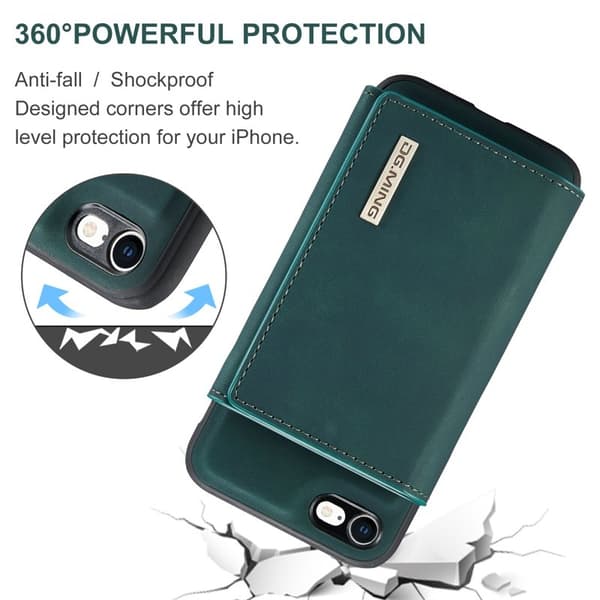 DG.MING M1 Series Plånboksfodral Konstläder för iPhone 7/8/SE 2020/2022 - Grön