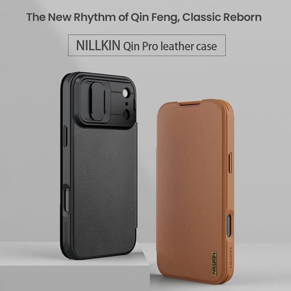 NILLKIN Qin Pro Series Mobilskal till iPhone 17 Pro Max Läder Brun