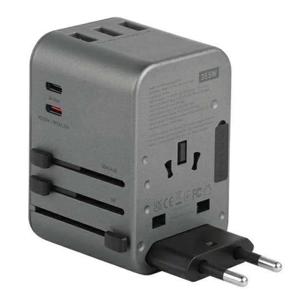 Energea Reseladdare 35.5W 2xUSB-C 3xUSB-A PD-PPS-QC 3.0 Svart