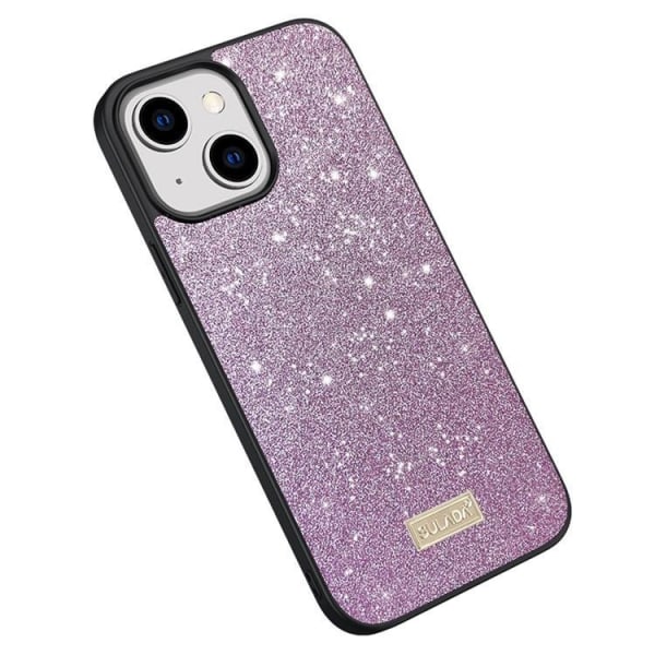 SULADA iPhone 15 Mobile Case Glitter paljetteja - violetti