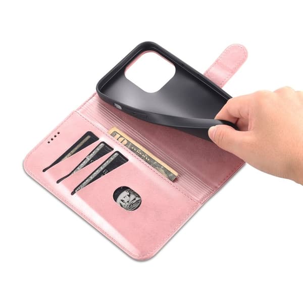 AZNS iPhone 16 Pro Max Plånboksfodral Konstläder - Roséguld