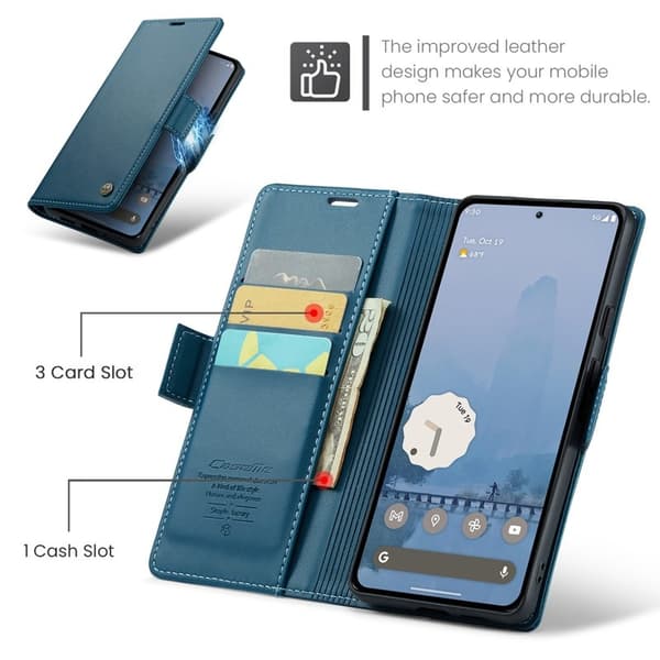 CASEME Plånboksfodral Konstläder till Google Pixel 9 Pro XL - Blå
