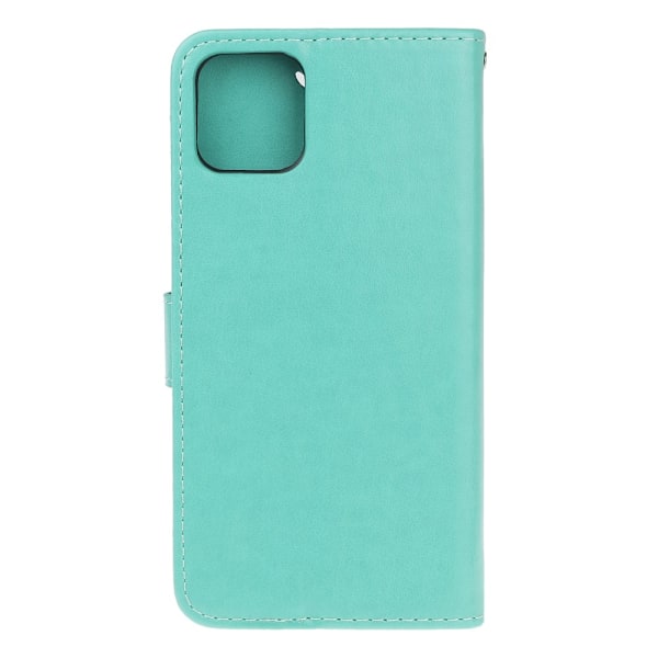 Imprint Läder Plånboksfodral iPhone 12 Pro Max - Cyan