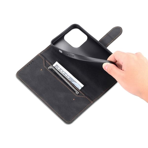 AZNS iPhone 13 Pro Plånboksfodral i Konstläder - Skyddande - Svart