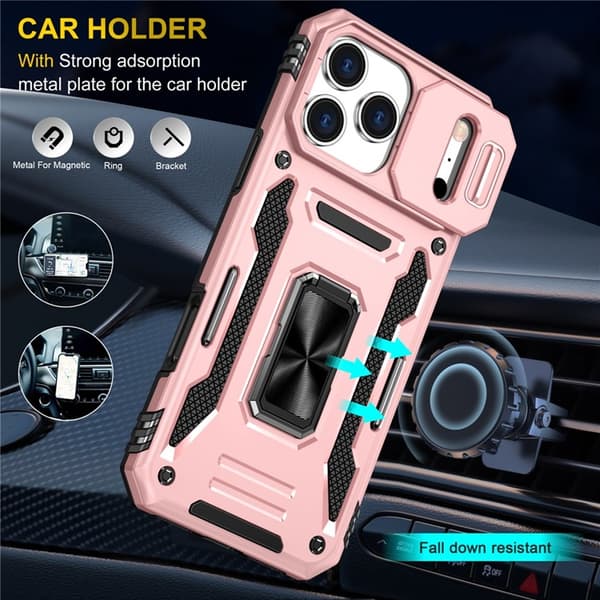 Mobilskal till iPhone 17 Pro Kickstand Lens Lid - Roséguld Roséguld
