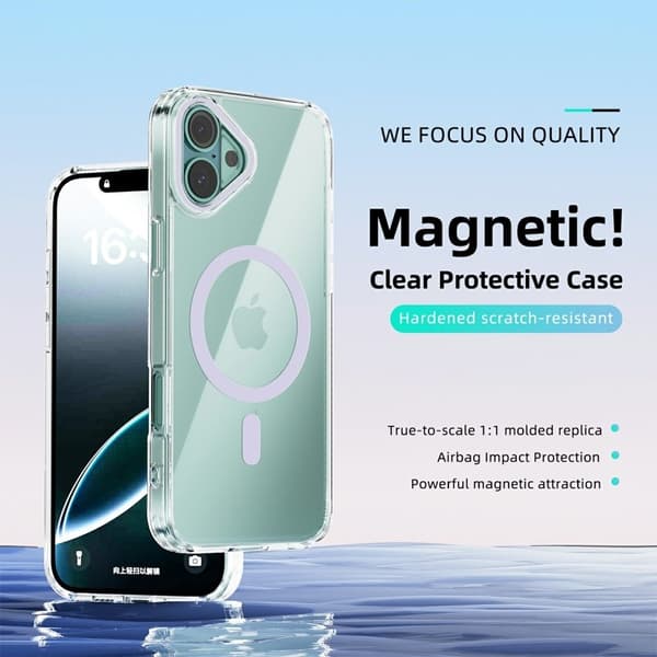 ABEEL Mobilskal till iPhone 16 Plus MagSafe Anti Scratch Klar TPU Lila