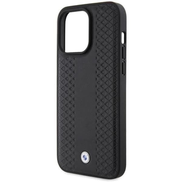 BMW Mobilskal till iPhone 15 Pro Läder Diamond Pattern - Svart Black