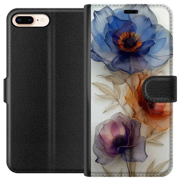 Plånboksfodral till Apple iPhone 8 Plus med Silkesblommor