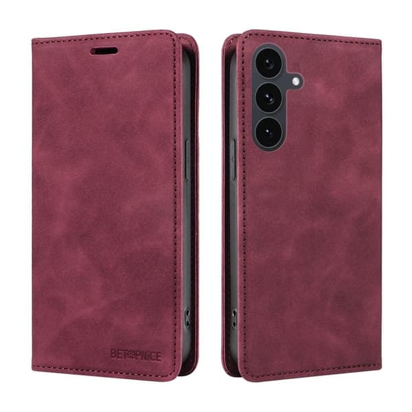 BETOPNICE Samsung Galaxy S25 FE Plånboksfodral Konstläder - Röd