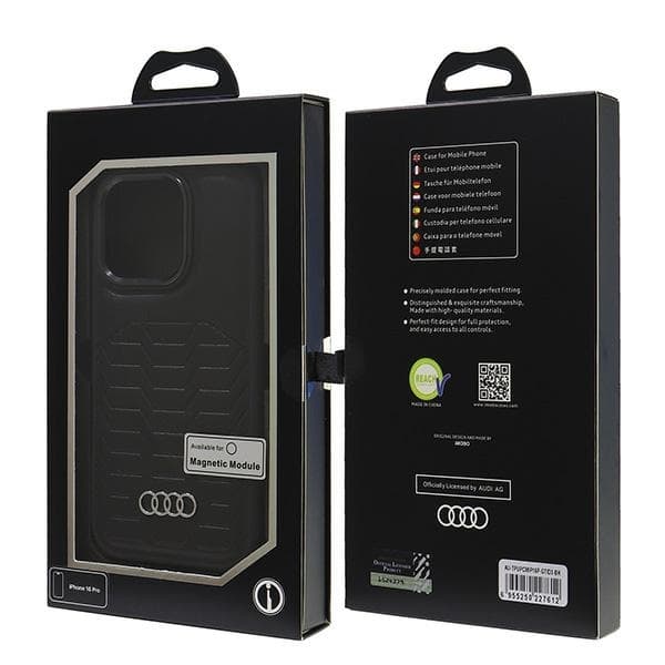 Audi telefontaske til iPhone 16 Pro MagSafe Syntetisk Læder - Sort Black