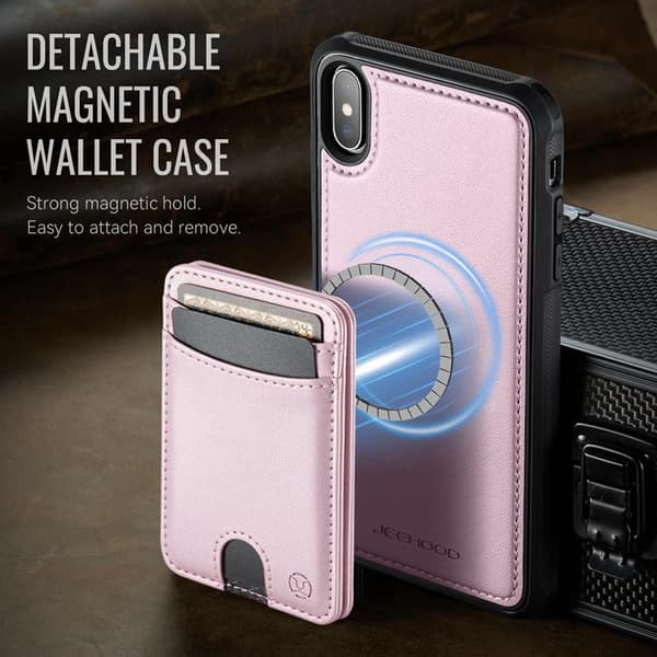 JEEHOOD Mobilskal till iPhone XS Max MagSafe Läder - Rosa Rosa
