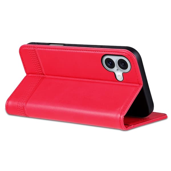 AZNS iPhone 16 Plånboksfodral Konstläder - Röd