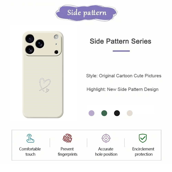 Mobilskal till iPhone 17 Pro Vit Love Pattern TPU - Grön Grön