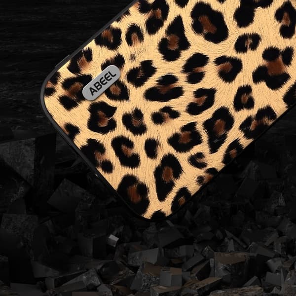 ABEEL Mobilskal till iPhone 13 Leopard Textur PU Läder Champagne Guld