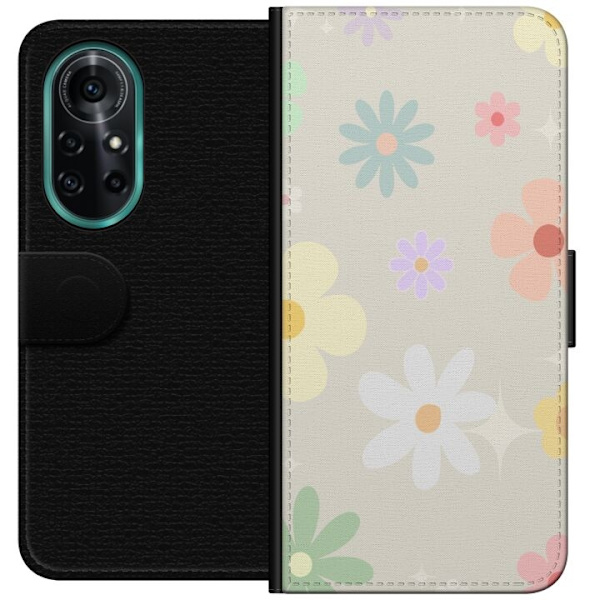 Plånboksfodral till Huawei nova 8 Pro med fejdande blommor