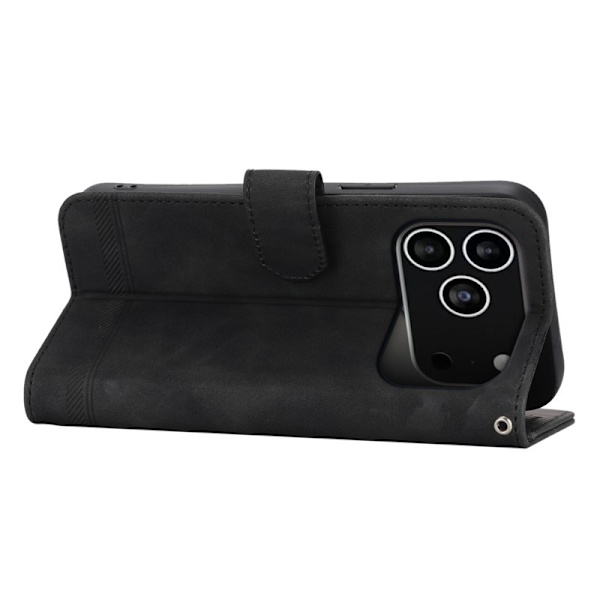 DIERFENG DF-03 Plånboksfodral för iPhone 17 Pro - Konstläder - Svart