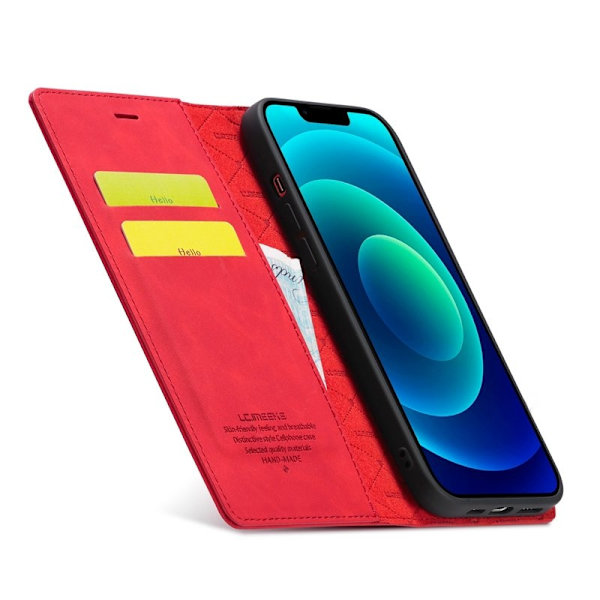 LC.IMEEKE iPhone 14 Plus Plånboksfodral Konstläder - Röd