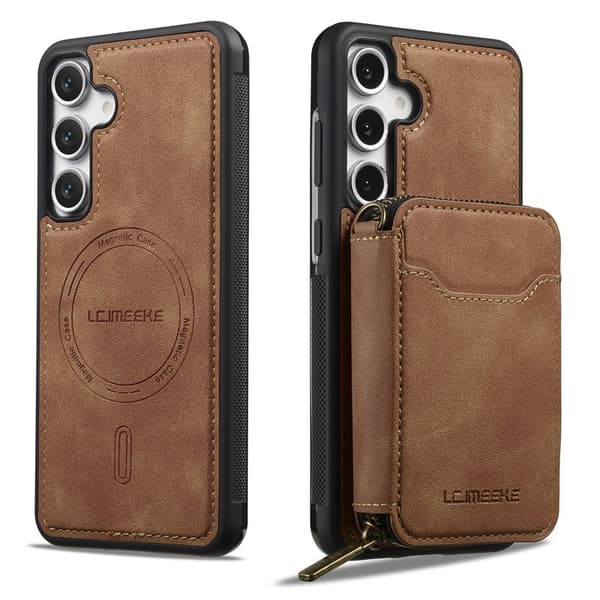 LC.IMEEKE L6 för Samsung Galaxy S25 FE Plånboksfodral Konstläder - Brun