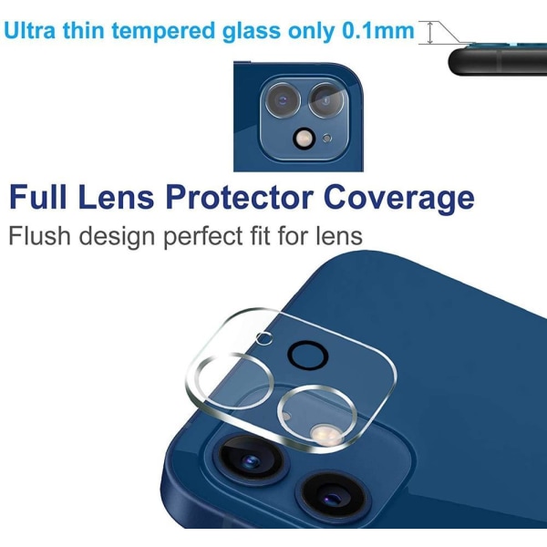 [2-Pack] Kameralinsskydd i Härdat Glas iPhone 12 Mini - Clear