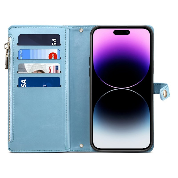 ESEBLE iPhone 16 Plus Plånboksfodral RFID Blocking Konstläder - Blå