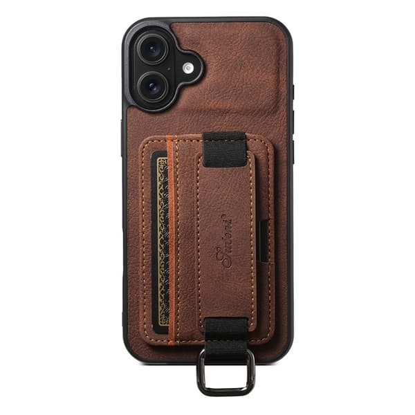 SUTENI Mobilskal till iPhone 16 Plus Litchi Texture - Brun Brun