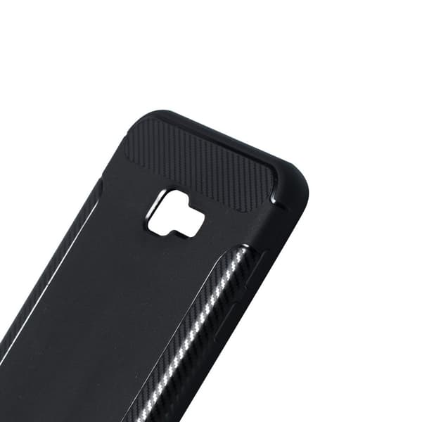 Kulfiberbørstet mobilcover til Samsung Galaxy J4 Plus - Sort Black