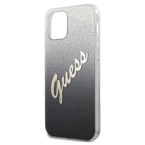 Guess iPhone 12 Pro Max Skal Glitter Gradient Script - Sort Black