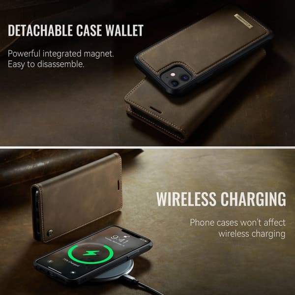 CASEME C49 Mobilskal till iPhone 11 MagSafe RFID Blocker Läder Kaffe