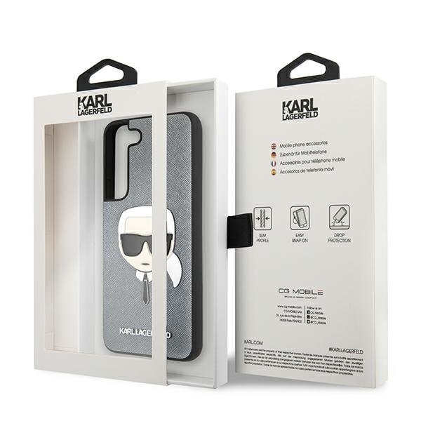 Karl Lagerfeld Saffiano Ikonik Karl`s Head Skal Galaxy S22 Plus - Silver Silver
