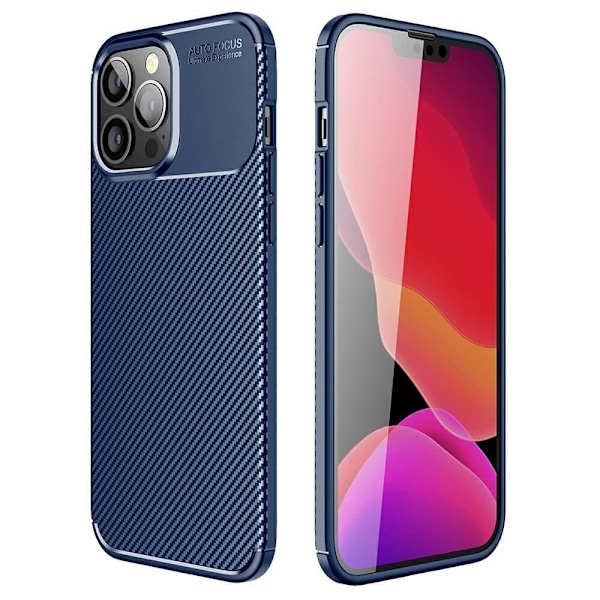 Carbon Fiber Mobilskal till Apple iPhone 13 Pro - Blå Blå