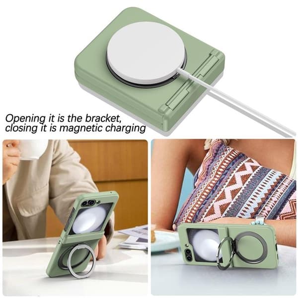 Mobilskal till Galaxy Z Flip 7 Magsafe Spring Hinge - Grön Transparent