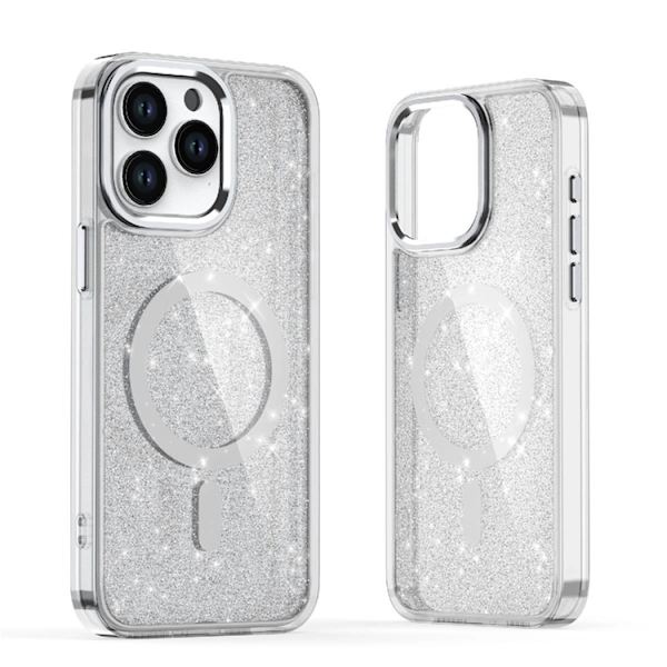 Mobilskal till iPhone 16e MagSafe Glitter - Vit
