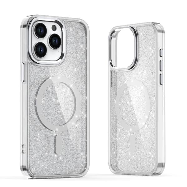 Telefontaske til iPhone 16e MagSafe Glitter - Hvid