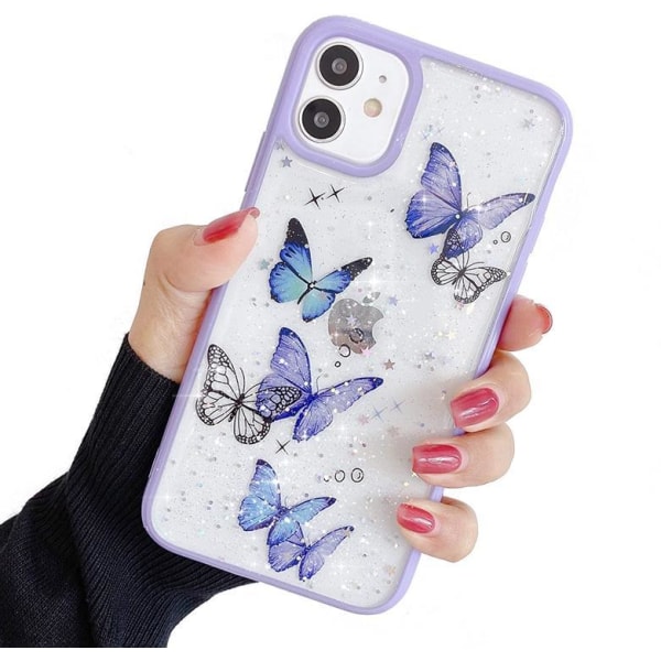 Bling Star Butterfly -kuori iPhone 13 Mini -puhelimelle - violetti