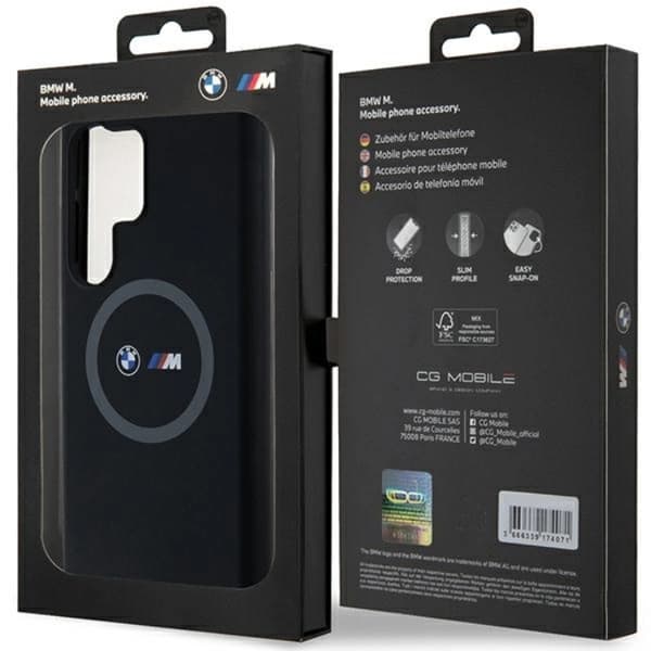 BMW Galaxy S24 Ultra Mobilskal Magsafe M Silikon Printed Ring - Sort Black