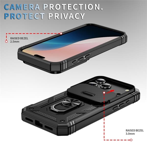 Mobilskal till iPhone 17 Pro Max Slide Camshield Kickstand - Svart Svart