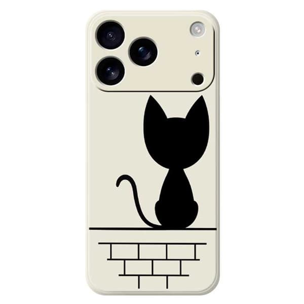 Mobilskal till iPhone 17 Pro Black Cat on the Wall - Beige Beige