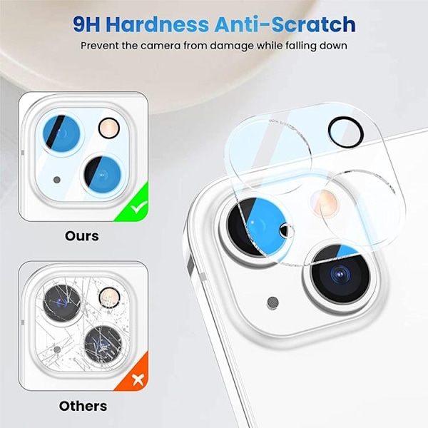 [2-PACK] Skärmskydd iPhone 14 Plus Kameralinsskydd i Härdat glas Clear