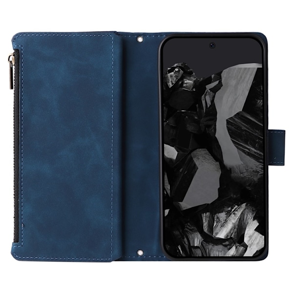 Google Pixel 9 Pro XL/10 Pro XL Plånboksfodral Zipper med Strap - Blå Blå