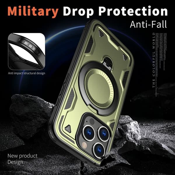 iPhone 16 Pro Max Skal Plast Militärt Skydd - Olivgrön