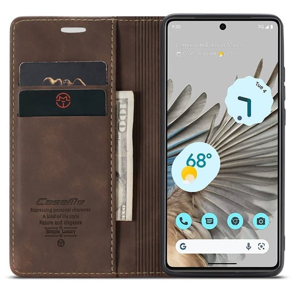 CASEME 013 Series Google Pixel 7 Pro Plånboksfodral Konstläder Brun