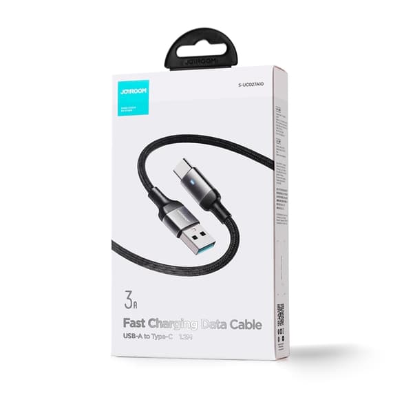 Joyroom A10 USB-A till USB-C 3A-kaapeli 1,2 m - Musta Black